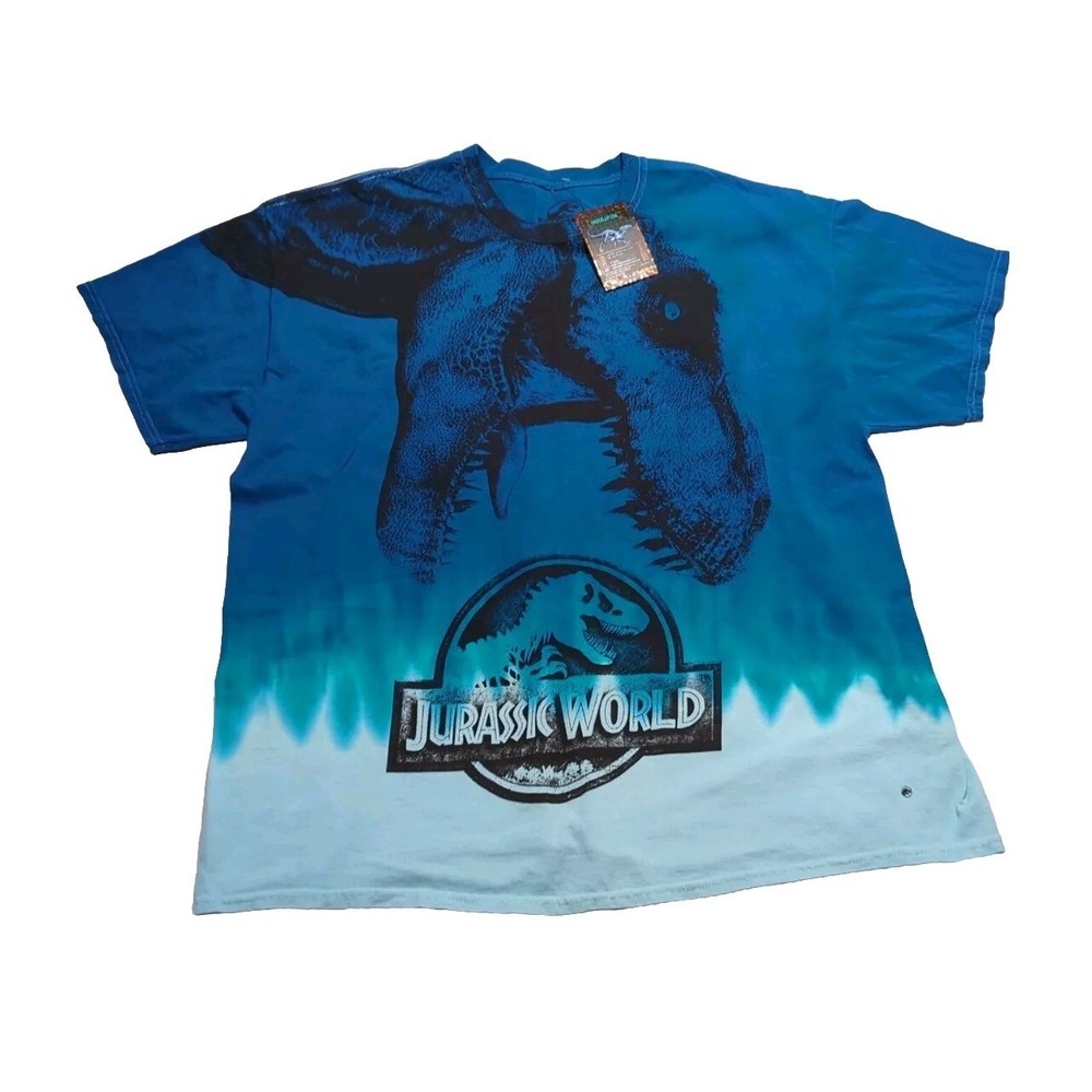 Jurassic World Shirt Men's 2XL Blue Tie Dye All Over Graphic Print NWT